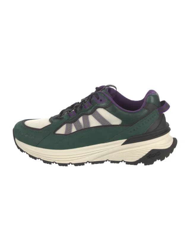 Moncler Suede Colorblock Pattern Athletic Sneakers in green Suede from The RealReal
