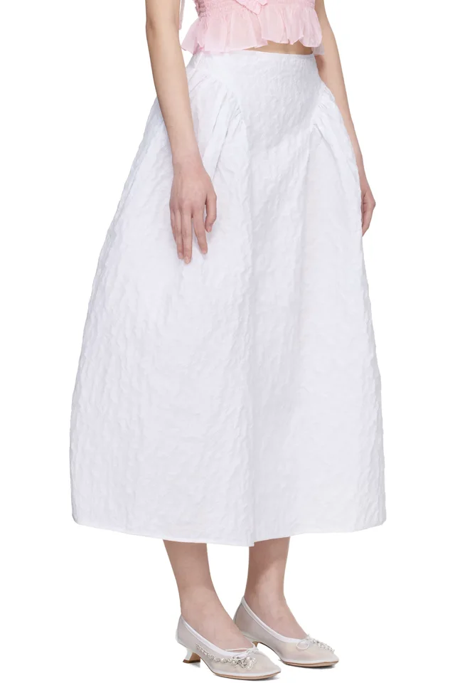 Cecilie Bahnsen White CBfabiola Midi Skirt, photo 2 of 2 from SSENSE