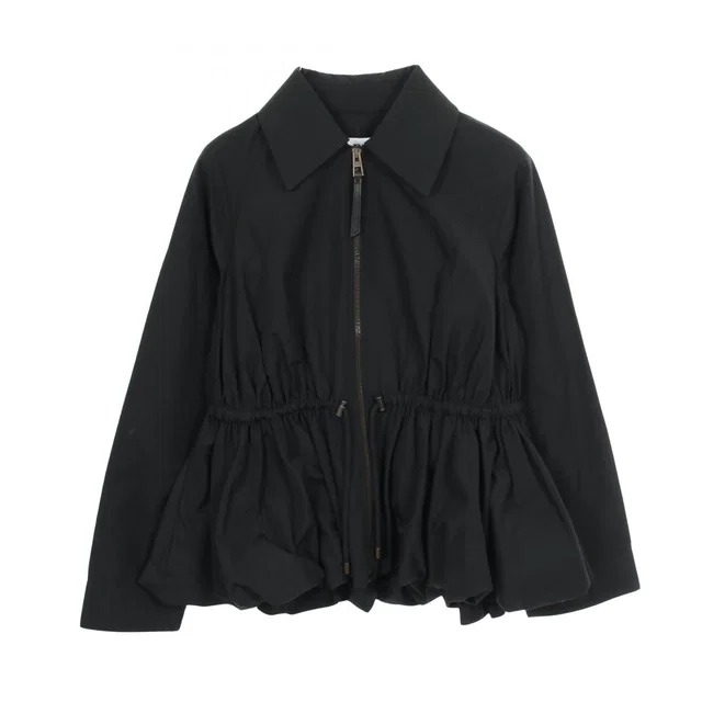 Loewe Anagram Hem Ruffle Black Jacket in Black from The Reluxe