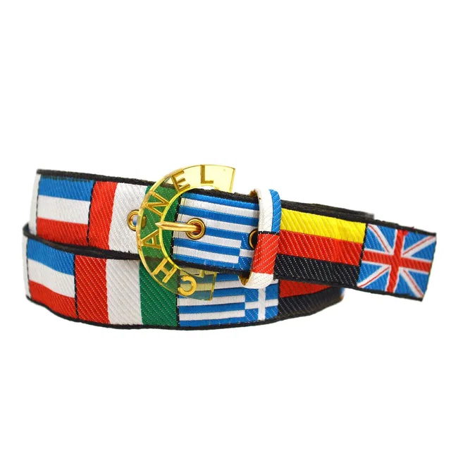 Chanel 1995 National Flag Belt #70 in Canvas from AMORE Vintage Tokyo
