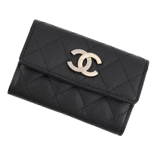 Chanel Matelasse Card Case CC Logo BlackAP4178-B17697-94305 Caviar Leather/Rhinestone in Caviar leather from GALLERY RARE