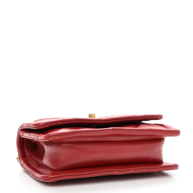Chanel Shiny Lambskin Quilted Extra Mini Flap Red in Red Lambskin from FASHIONPHILE, photo 4 of 10