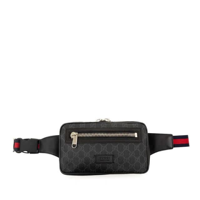 Black Gucci GG Supreme Web Night Courrier Belt Bag in Black Coated canvas from Designer Revival