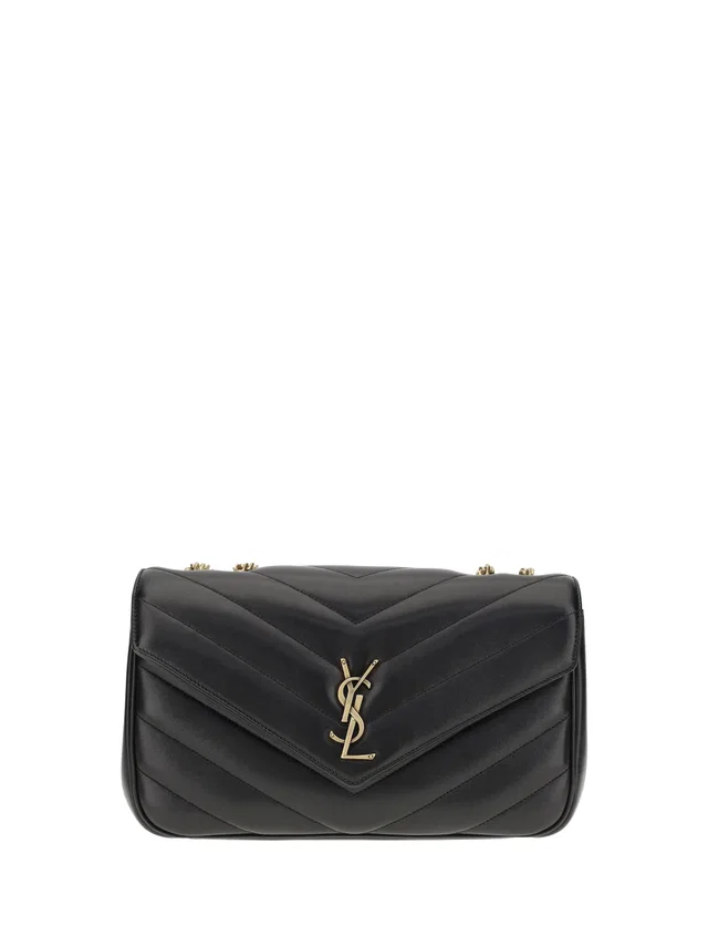 Saint Laurent Loulou Shoulder Bag — Black Lamb Ovis Aries in Black Lambskin from HEWI