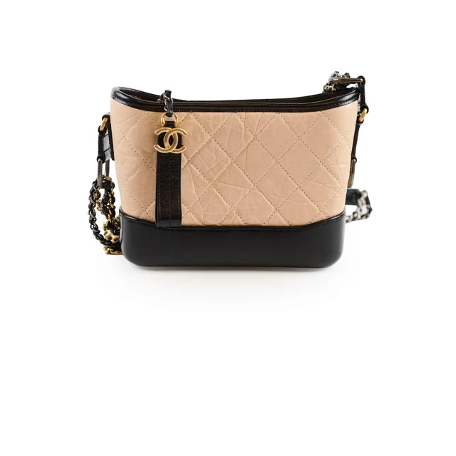 Chanel Small Gabrielle Bicolour Beige/Black in Black Calfskin from The Purse Affair