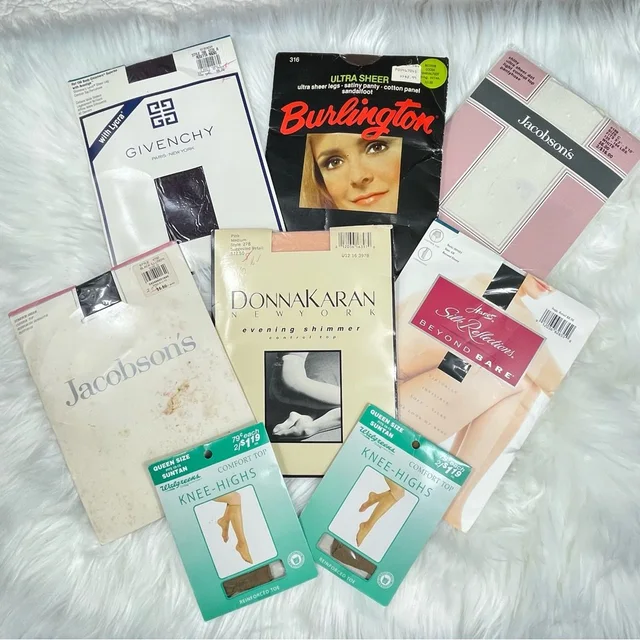 8 Pieces Pantyhose Givenchy, Donnakaran,Jacobson’s, Burlington,Hanes Stockings in purple|pink Satin from Poshmark