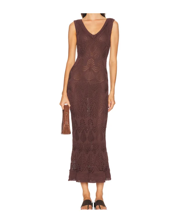 Staud Roan pointelle-knit midi dress, photo 3 of 5 from SENSER