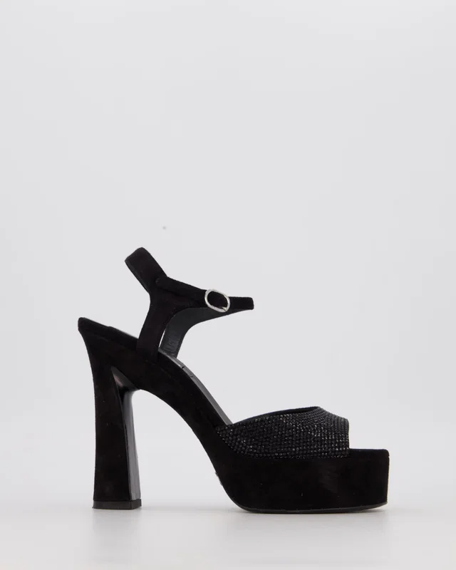 Chanel Platform Sandal With Crystal Embellishment Detail EU 37.5 in Suede from Sellier