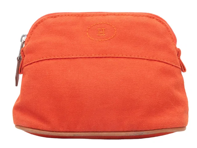 Orange Hermes Mini Cosmetic Pouch in Orange Canvas from Designer Revival