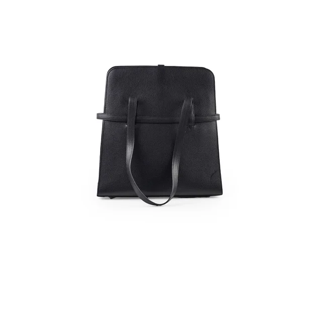 Hermès Document Holder Tote Bag in Black Leather from The Purse Affair