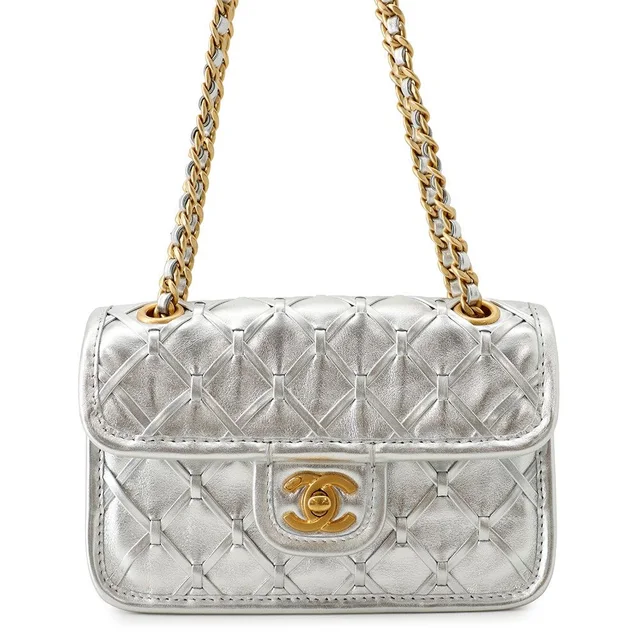 Chanel Chain Shoulder Bag Mini Flap CC Logo Calfskin in Calfskin from The Reluxe