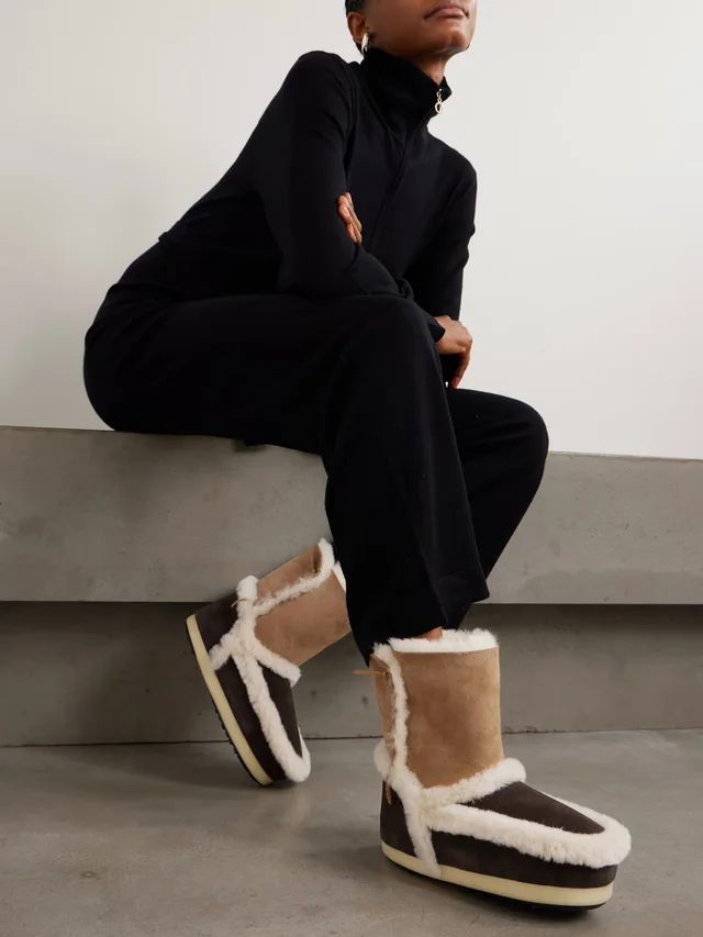 MOON BOOT EVX shearling-trimmed suede snow boots in Beige, photo 2 of 2 from NET-A-PORTER (Canada)