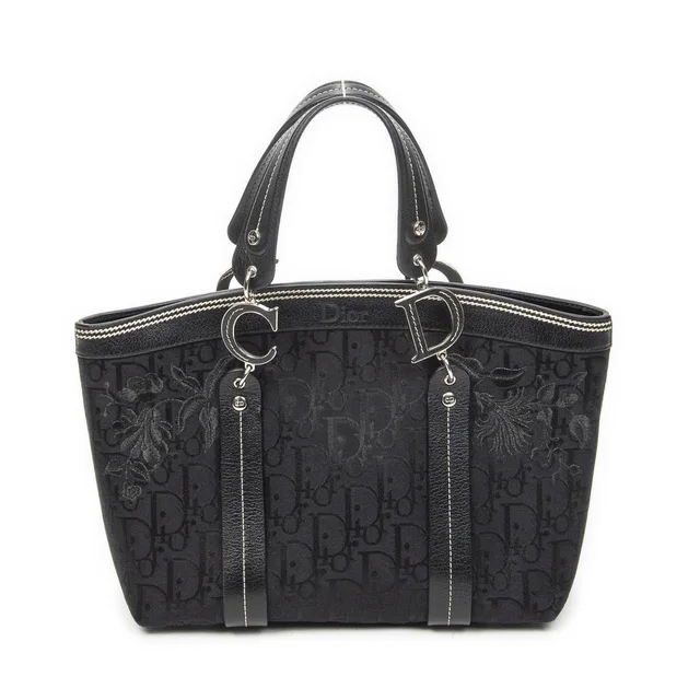 Dior Vintage Embroidery Trotter Tote Bag Black Pattern in Black from The Reluxe