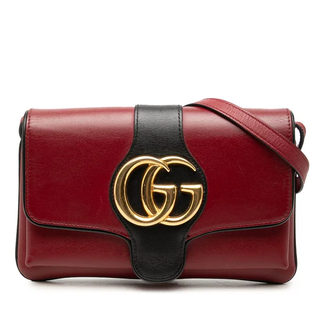 Black Gucci Small Bicolor Calfskin Arli Crossbody in Black Calfskin from Designer Revival