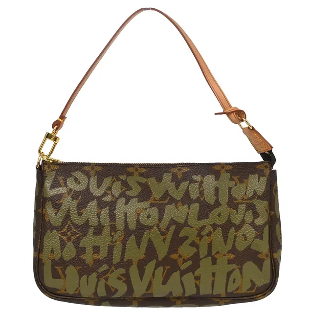 Louis Vuitton Khaki Graffiti Pochette Accessoires Handbag M92191 in Green Canvas from AMORE Vintage Tokyo