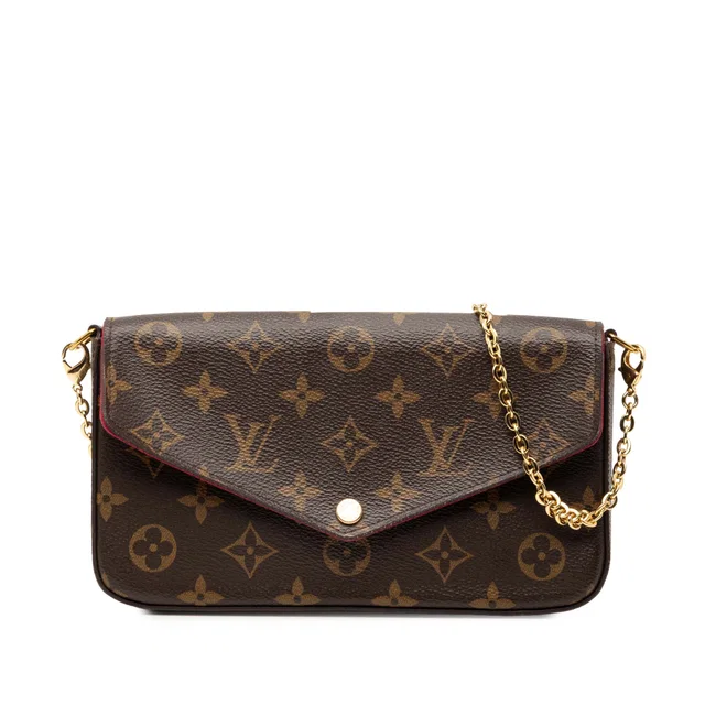 Brown Louis Vuitton Monogram Pochette Felicie Crossbody Bag in Brown Coated canvas from Designer Revival