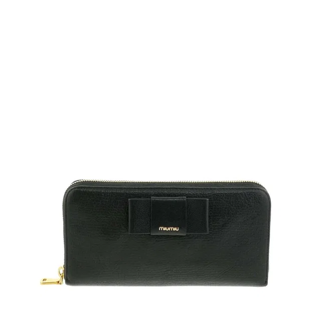 Miu Miu Round Zipper Long Wallet Black Ribbon in black from Poshmark
