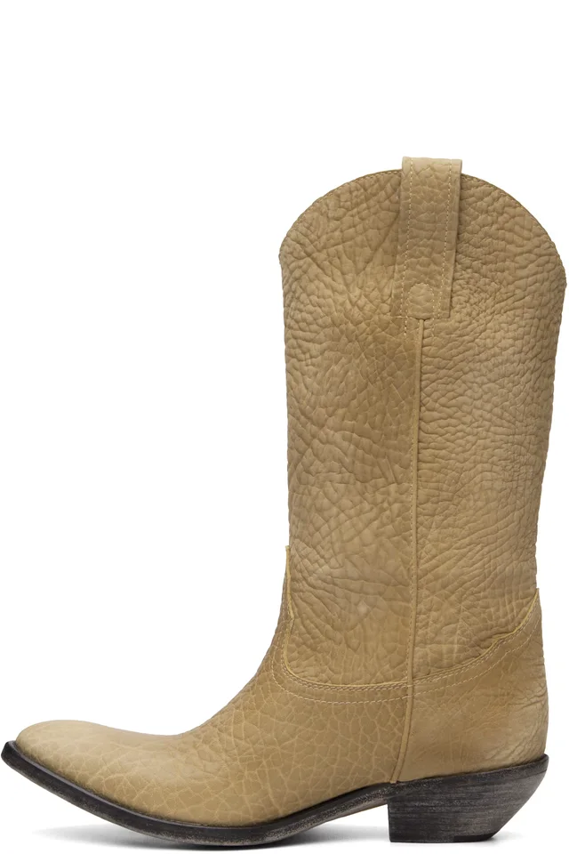 Versace Beige Houston Leather Texan Boots, photo 3 of 5 from SSENSE