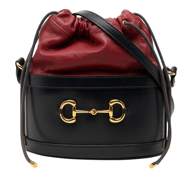 Black Gucci Calfskin Horsebit 1955 Bucket Bag in Black Calfskin from Designer Revival