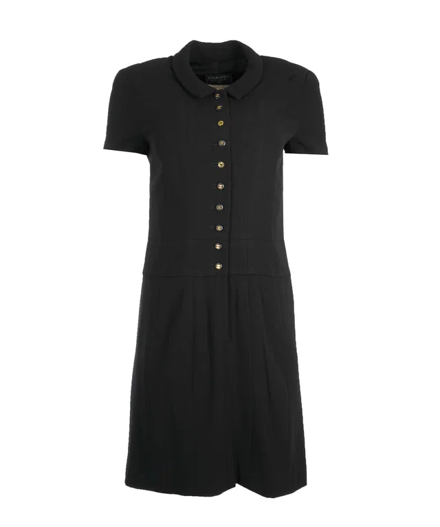 Chanel Black CC Button Dress, Barbie collection 95P in Black Wool from Luxury Promise