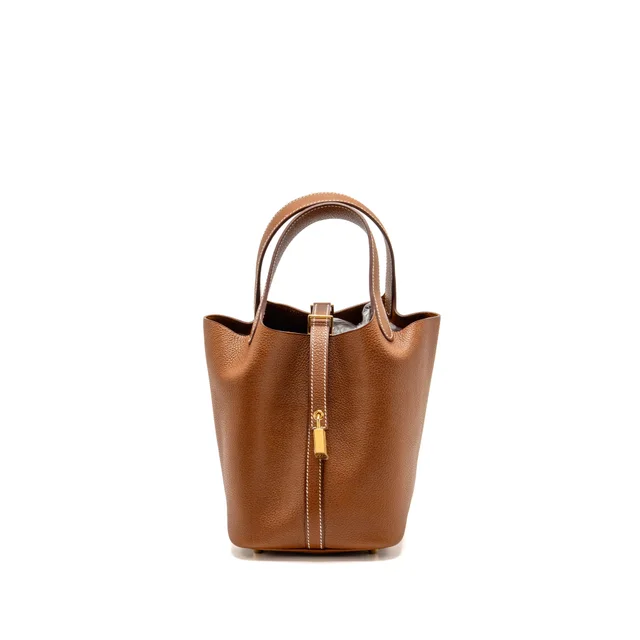 Hermès Picotin 18 Lock bag barenia faubourg fauve GHW stamp K in Leather from EMIER
