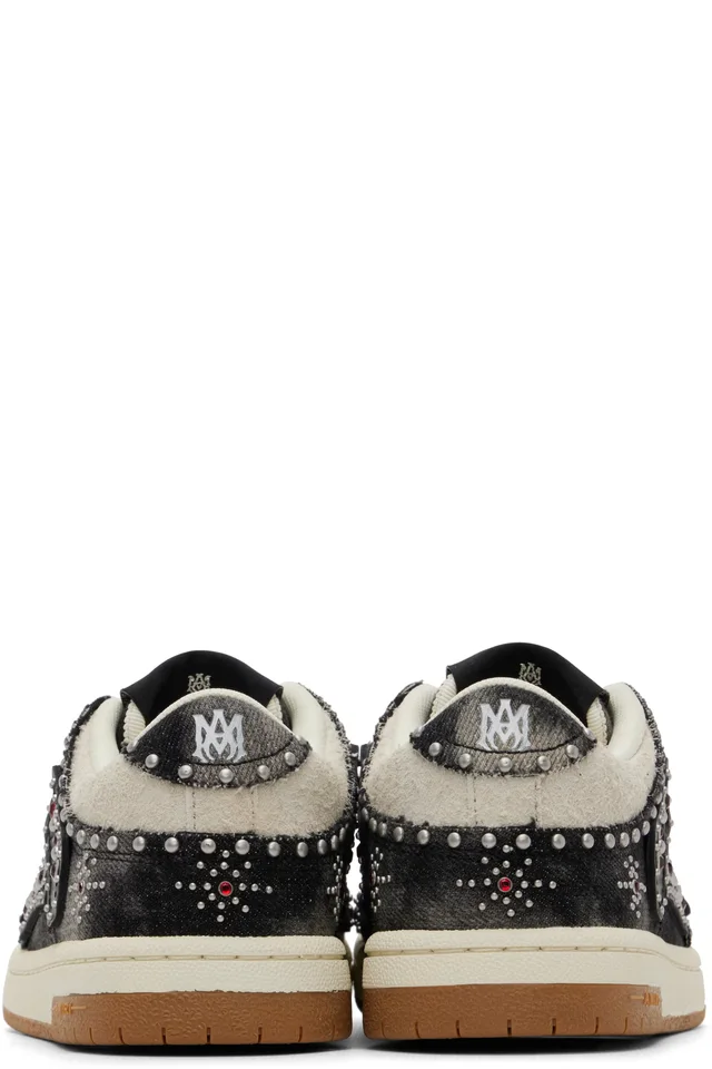AMIRI Black & White Stud Skel Top Low Sneakers, photo 2 of 5 from SSENSE