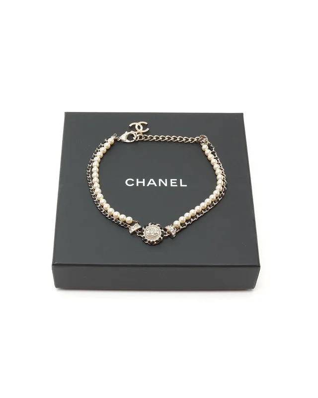 Chanel Coco Mark Pearls Choker in Leather from A Retro Tale, photo 2 of 4