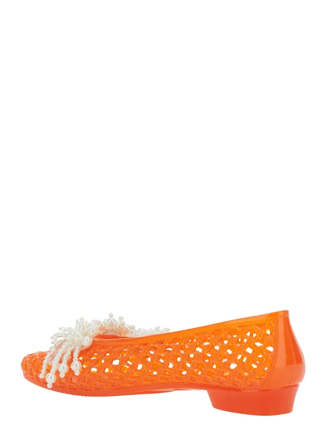 HEAVENLY JELLY 'Muse' Orange Ballet shoes with Beaded Details in Tech Fabric Women in Red, photo 6 of 8 from Gaudenzi Boutique