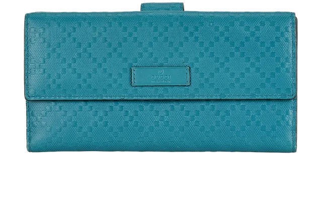 Gucci Diamond Bifold Long Wallet in Blue Leather from Designer Exchange