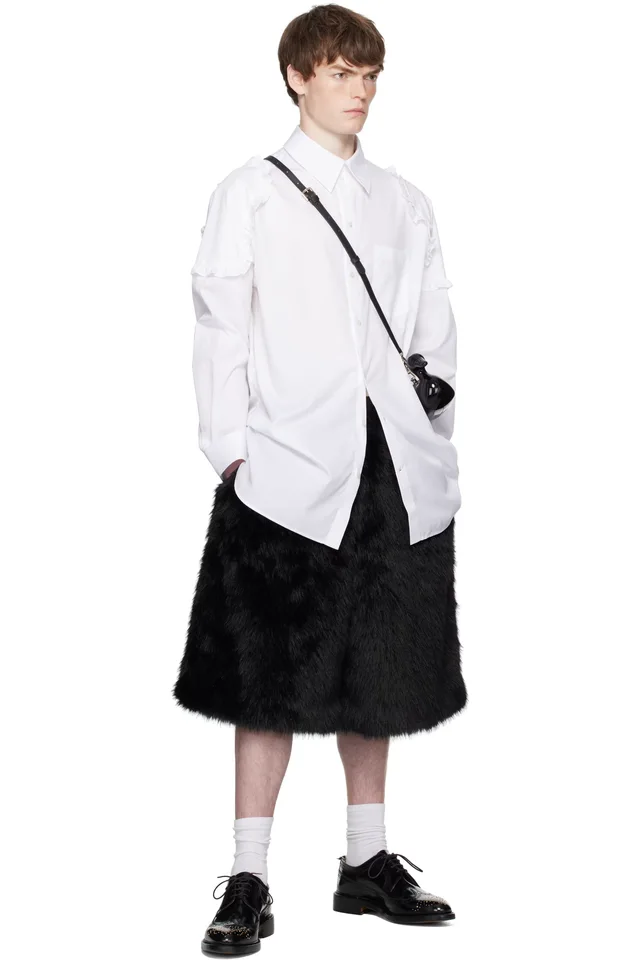 Simone Rocha SSENSE Exclusive Black Faux-Fur Shorts, photo 4 of 4 from SSENSE