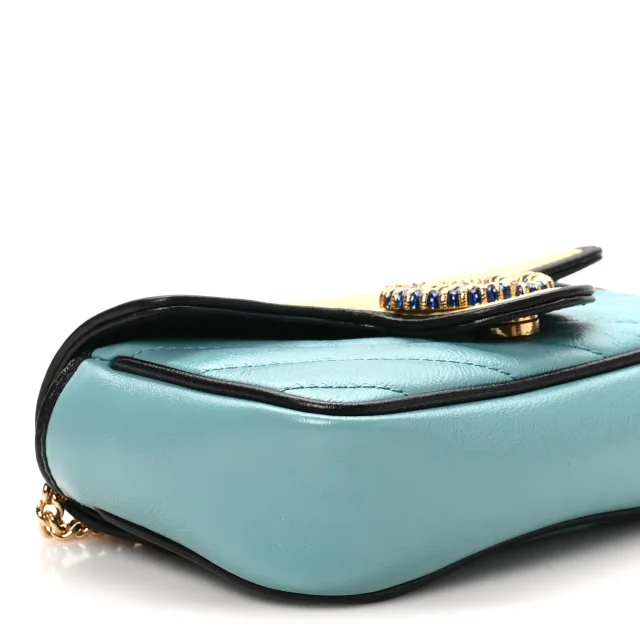 Gucci Azalea Calfskin Enamel Matelasse Diagonal Super Mini Torchon GG Marmont Shoulder Bag Butter… in Black Calfskin from FASHIONPHILE, photo 9 of 11