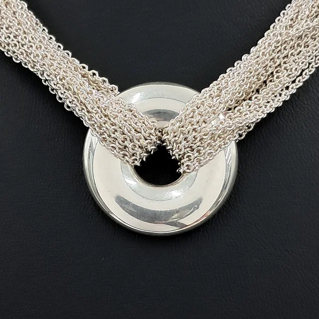 Tiffany Silver Circle Multi Chain Necklace from GUGUS