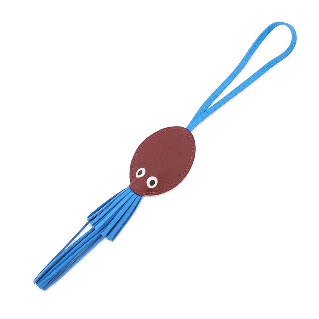 Hermès Pulp Bag Charm Octopus Rouge H/Blue Hydra Epsom Swift Leather in Burgundy Epsom leather from GALLERY RARE