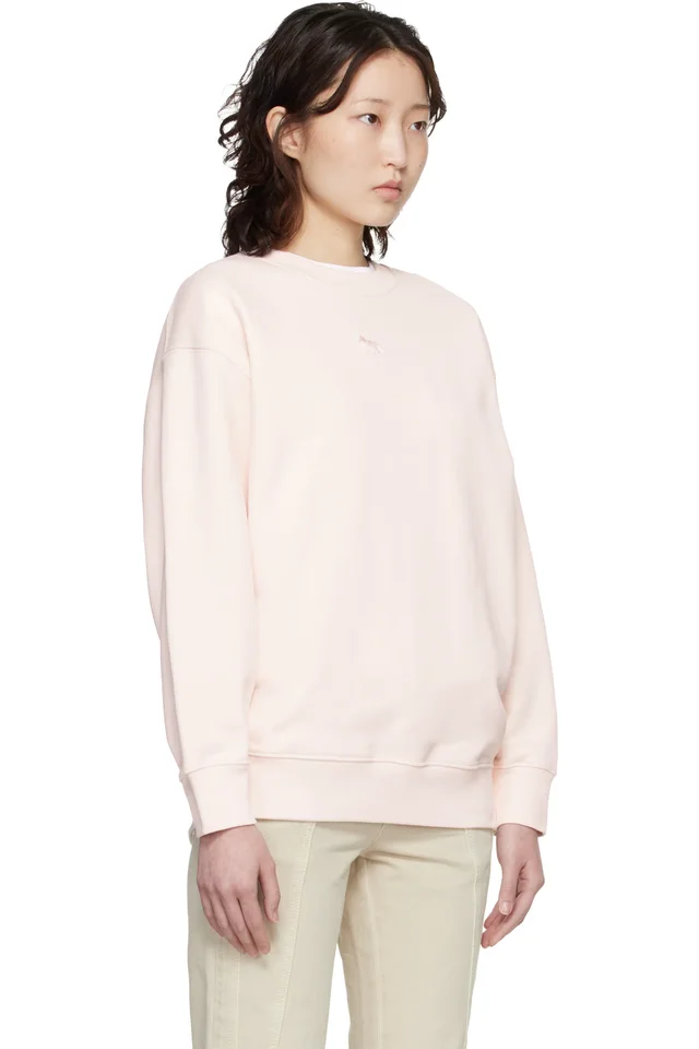 Maison Kitsuné Pink Baby Fox Oversize Sweatshirt, photo 2 of 4 from SSENSE