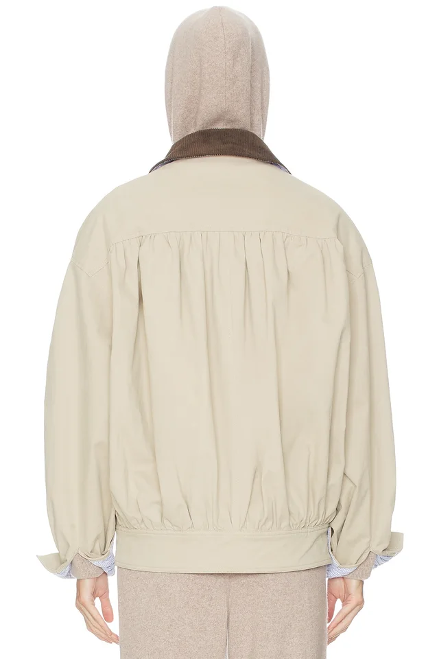 Helsa The Shirred Bomber Jacket With Corduroy Collar in Sandstone, photo 3 of 4 from REVOLVE (Canada)