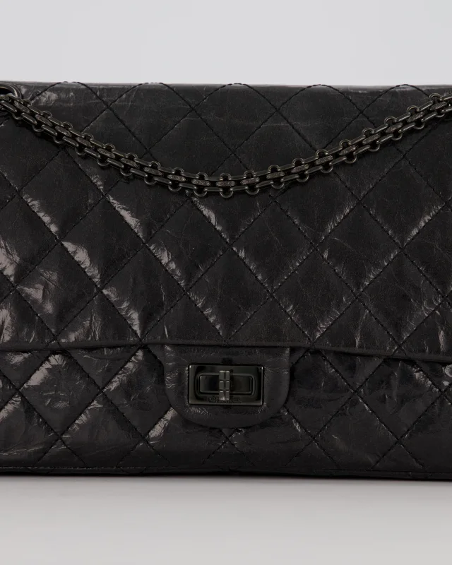 Chanel Black Reissue 226 Medium Double Flap Bag in Patent Leather with So Black Hardware in Black Patent leather from Sellier, photo 14 of 19