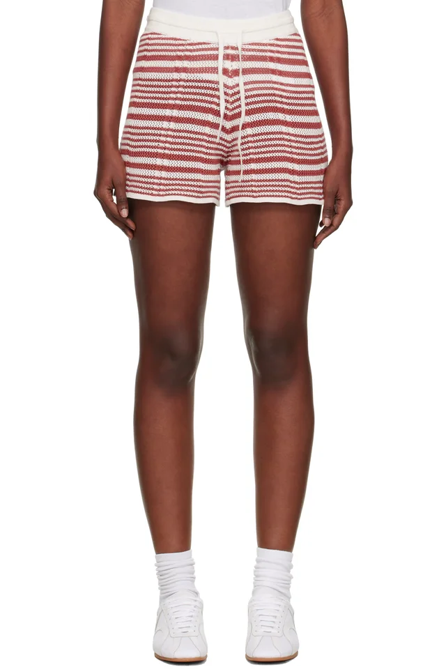 Holzweiler White Kelp Striped Shorts, image 1 of 1 from SSENSE