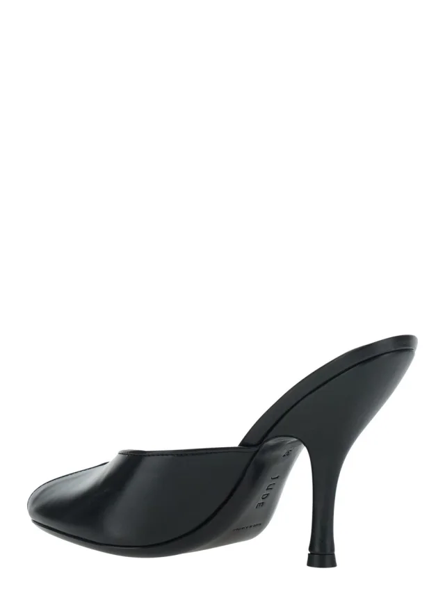 JUDE 'Date' black Heeled Sandals with cut-out toe in leather for women in Black 100% Lambskin, photo 5 of 8 from Gaudenzi Boutique