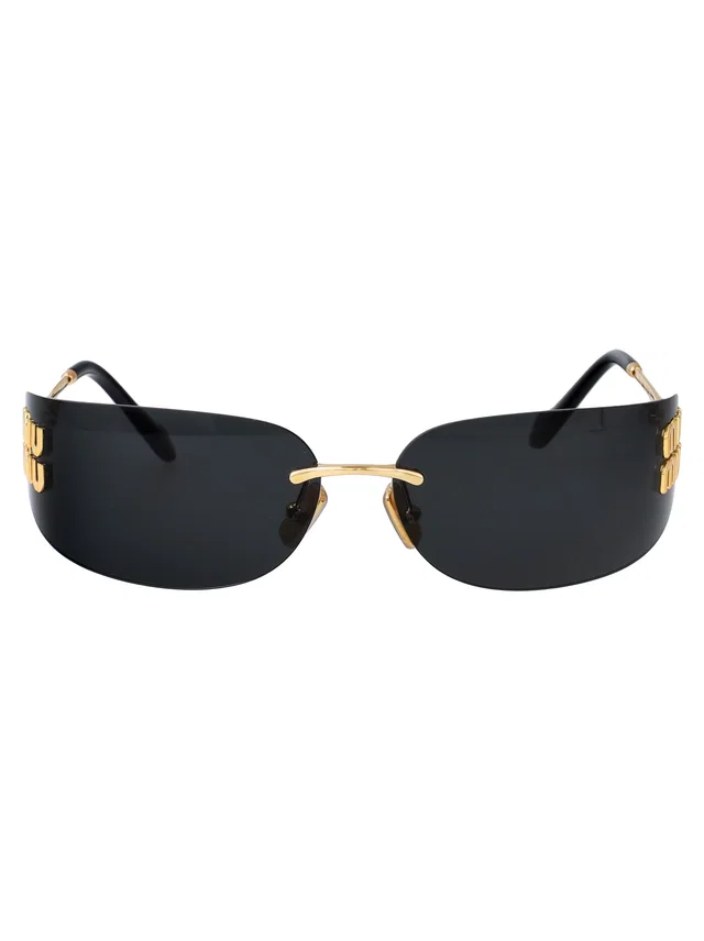 Miu Miu 0mu Gold Metal Rimless Sunglasses in Gold from HEWI