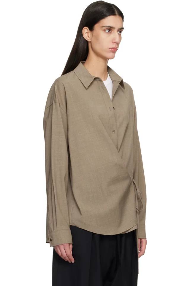 LE17SEPTEMBRE Brown Side Twisted Shirt, photo 2 of 4 from SSENSE