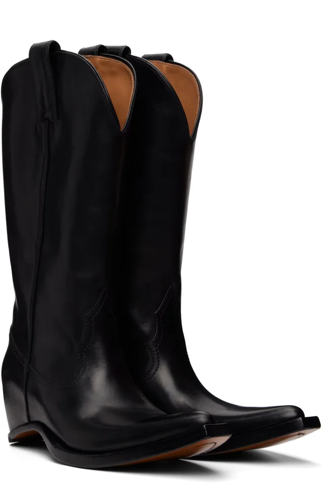 Maison Margiela Black Heel-Less Western Boots, photo 4 of 5 from SSENSE