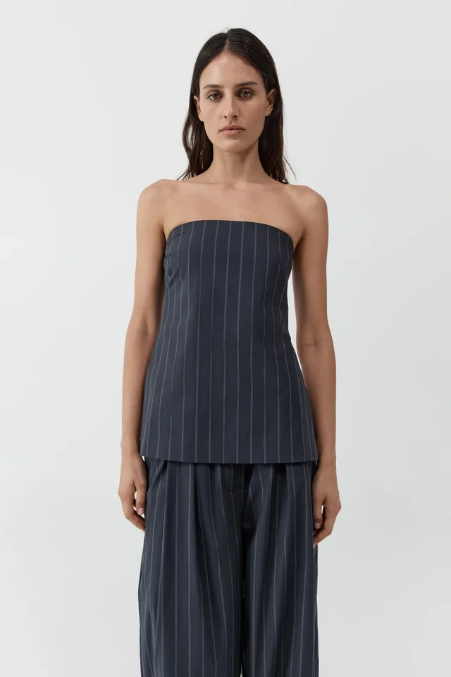 St Agni Strapless Rouleau Tie Top - Ink Stripe from St. Agni, photo 1 of 1