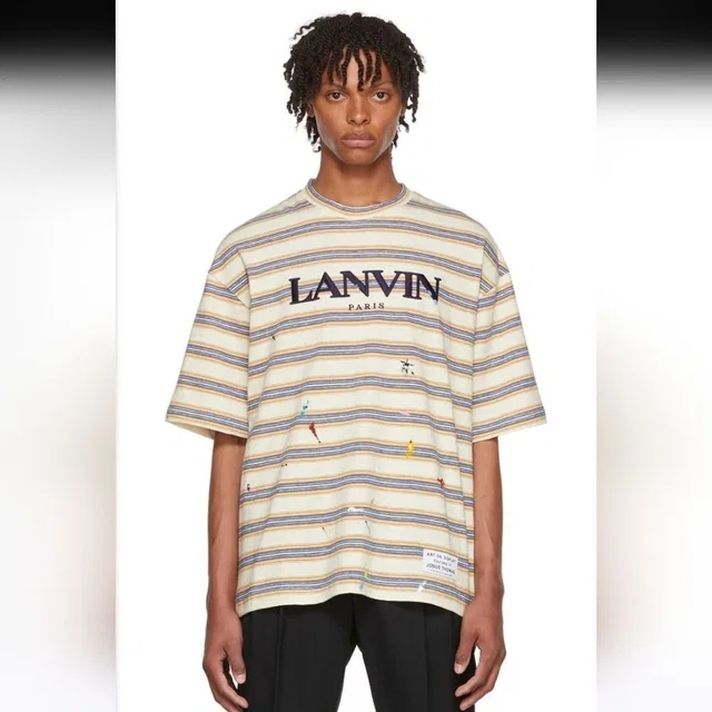 Lanvin X Gallery Dept Striped Short Sleeve Shirt Oversized Size S in blue from Poshmark