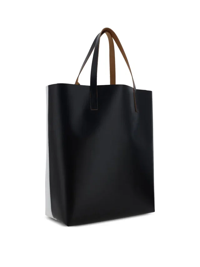 Marni Two-Tone Polyurethane Tote Bag — Black in Black Leather from HEWI