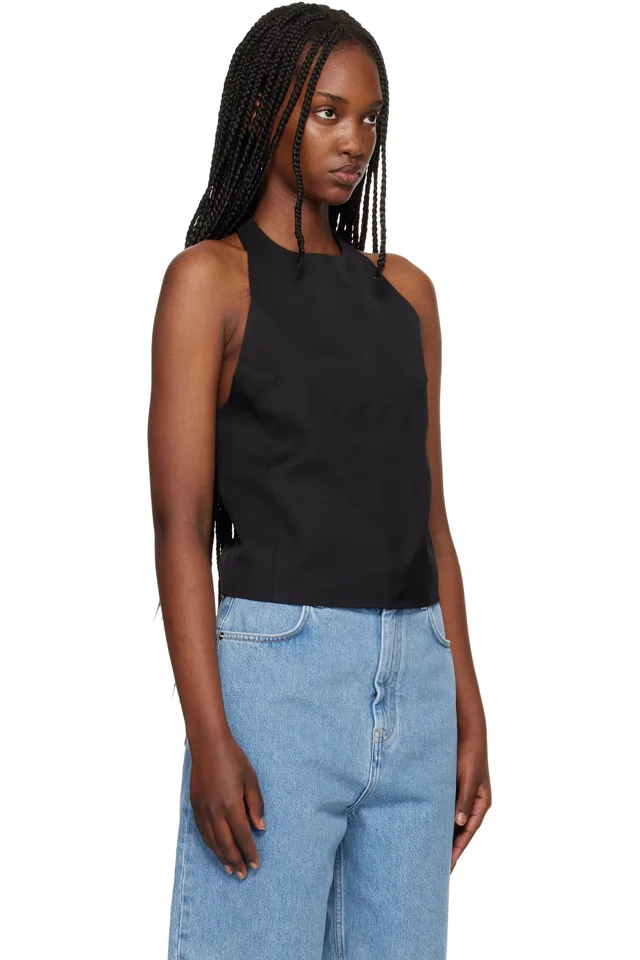 Loulou de Saison Black Sami Halter Blouse, photo 2 of 4 from SSENSE