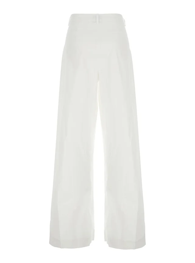 LEPLAIN White Pants with Two Side Pockets in Cotton for Women in White, photo 4 of 6 from Gaudenzi Boutique