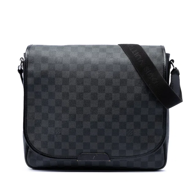 Black Louis Vuitton Damier Graphite Daniel MM Crossbody Bag in Black Canvas from Designer Revival
