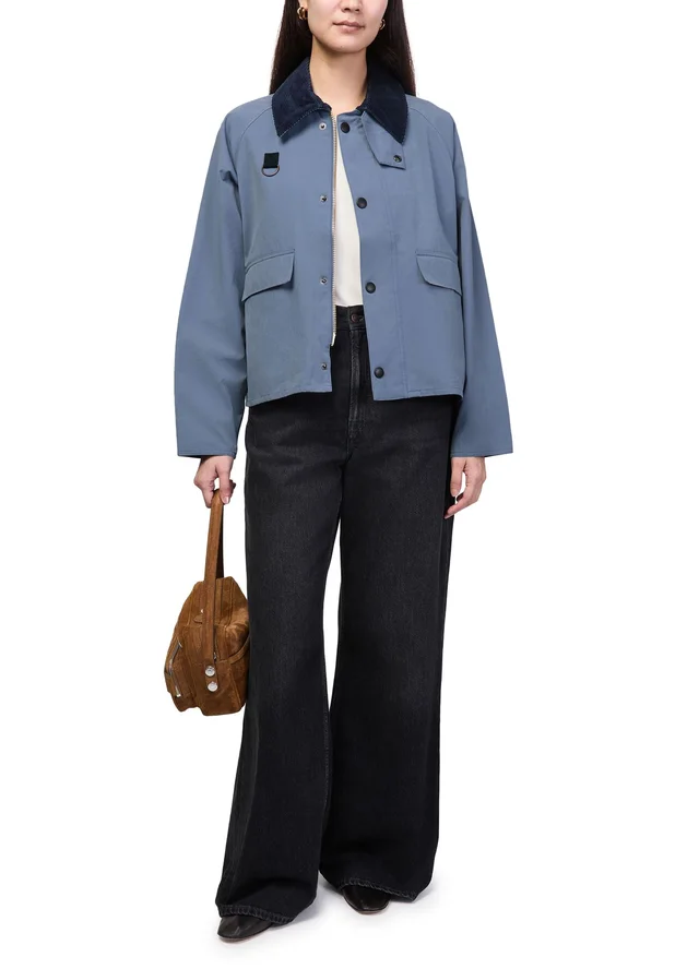BARBOUR Spey oversized casual jacket in Blue Outer: 45% cotton,38% polyester,17% polyamide, buggy lining: 100% polyester, collar: 100% cotton, photo 5 of 6 from 24S (US)