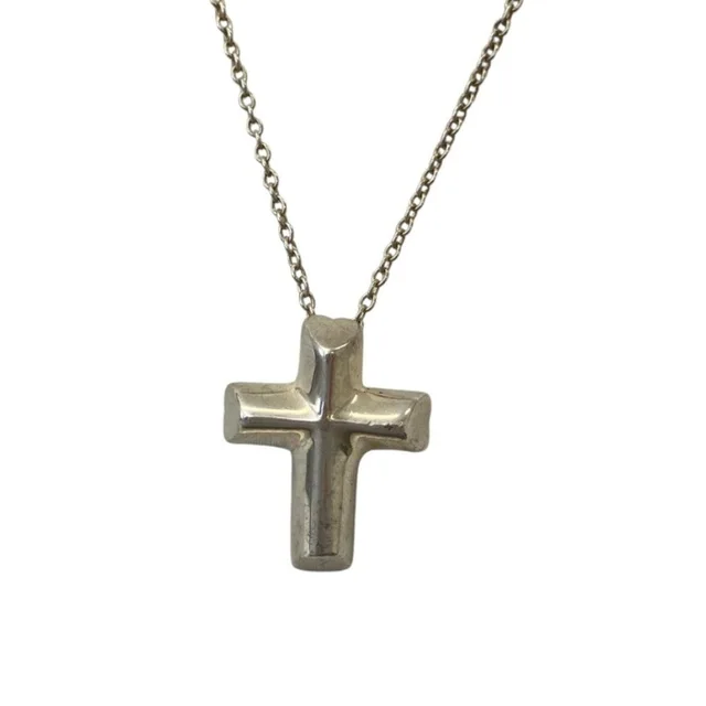 Tiffany & Co. Paloma Picasso Tenderness Heart Cross Necklace 925 Sterling Silver in Silver from The Reluxe