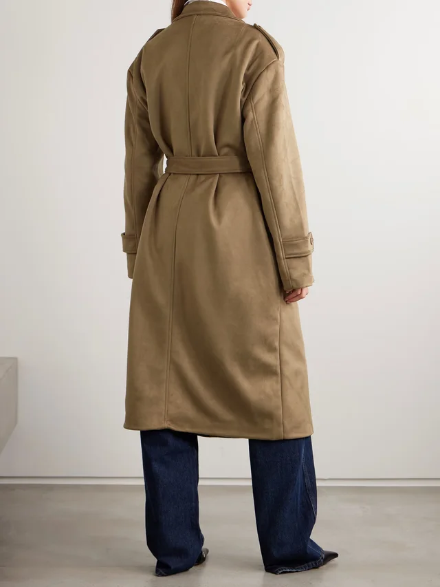 THE FRANKIE SHOP Pembroke brushed trench coat in camel 100% Polyester, photo 4 of 5 from NET-A-PORTER (Canada)